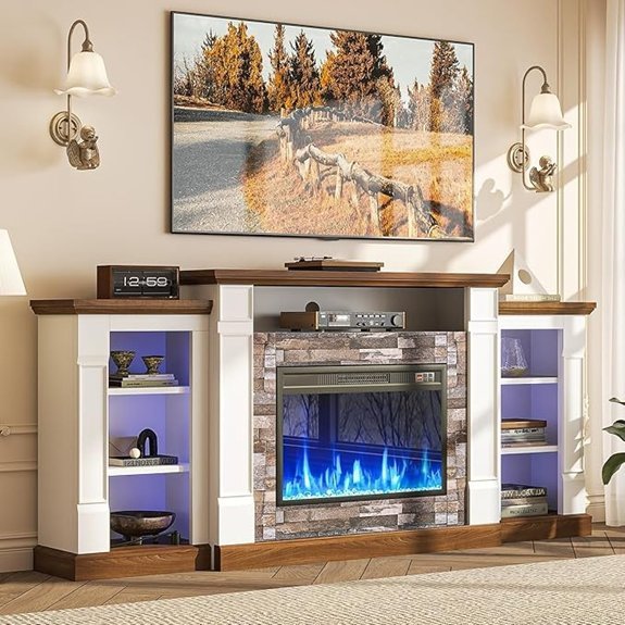 70 Electric Fireplace TV Stand with Remote Control White