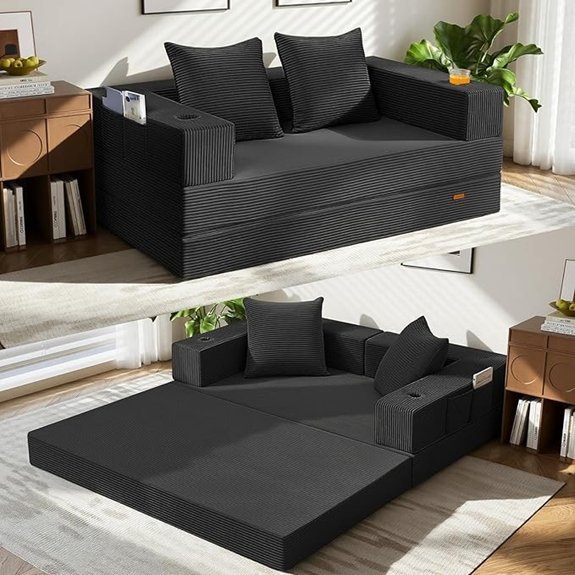 COMAX Convertible Futon Sofa Bed 4-in-1 Folding Floor Sleeper Black
