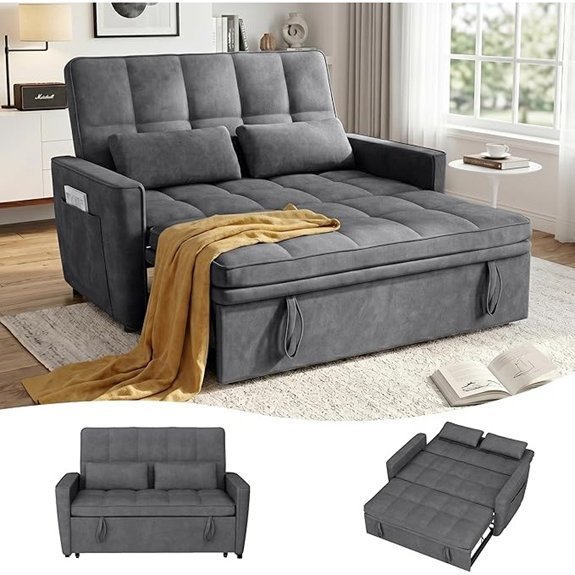 54 Velvet Sleeper Sofa with Pull-Out Bed