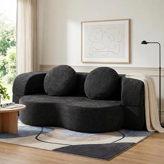 Vongrasig Convertible Sofa Bed 77 Folding Couch (Black)
