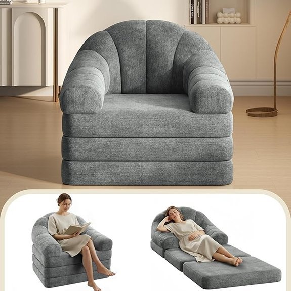 Yaheetech 93 Folding Sofa Bed Convertible Sleeper Chair Gray